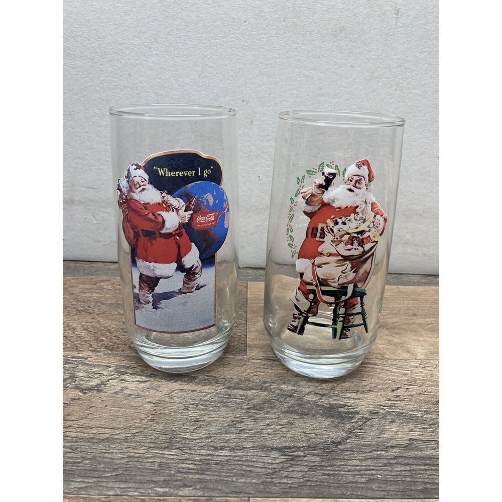 Vintage‎ Haddon Sundblom Santa Coca Cola Glasses